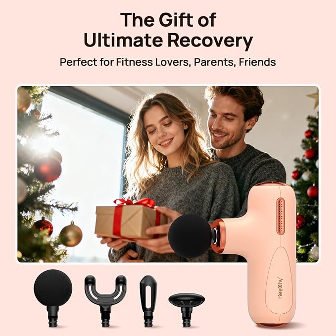 Super Mini Massage Gun Deep Tissue, Muscle Massager Gun with 5-Speed & 4 Heads, Portable Handheld Massager Quiet for Home, Gym, Travel, Office, Gift for Men & Women, Athletes, Cream