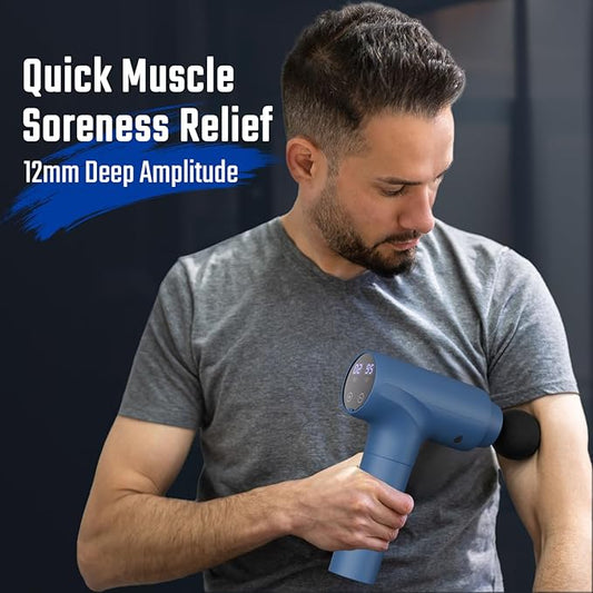 cotsoco Massage Gun Deep Tissue, Muscle Massage Gun Back Massager for Pain Relief, 20 Speeds Handheld Electric Massager Tool with Silent Brushless Motor, Suitable for Gym Office Home Travel, Blue