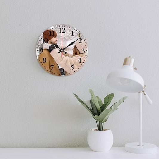 Personalized Wall Clock, Custom Wall Clock with Photo Text Image, for Home, Office, School Decor, Birthday, Christmas, Customized Gift, 8 inch/20cm