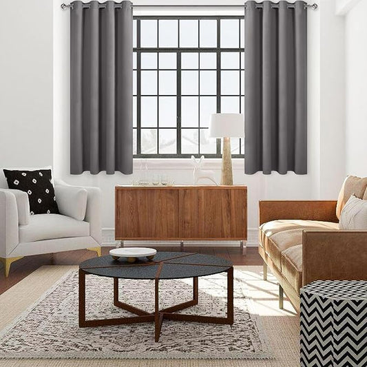 DWCN Grey Blackout Curtains for Living Room, Thermal Curtain W52 x L54 Inch Length, Room Darkening Bedroom Drapes, 2 Panels