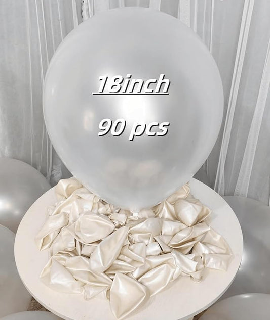 90 Pack White Pearl Balloons 18 inch Pearl White Latex Party Balloon Bulk for Various Party Events Decorations