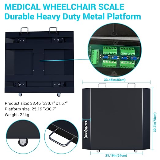 Wheelchair Scale with Dual Ramp for Home use 1000x0.2lb,Portable Medical Weighing Scale