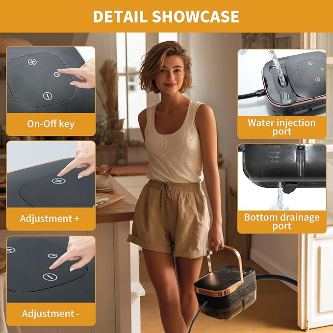 Handheld Steam Cleaner,15s Heat-Up,42.27oz Tank,6-Level Adjustable,2500W Portable Steamer for Cleaning with 11PCS Accessories,Steam Cleaner for Home,Car,Kitchen,Bathroom,Furniture,Floor,Grout