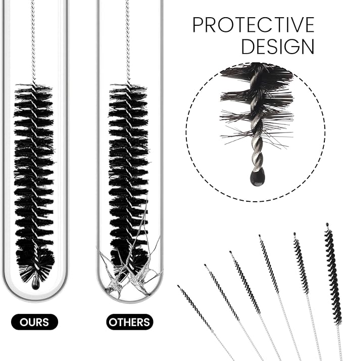 LOVEINUSA Straw Cleaner Brush, 14PCS 8.3 Inch Nylon Tube Brush Set, Bottle Cleaning Brushes for Sippy Cup, Tumbler, Water Bottle, Tight Spaces