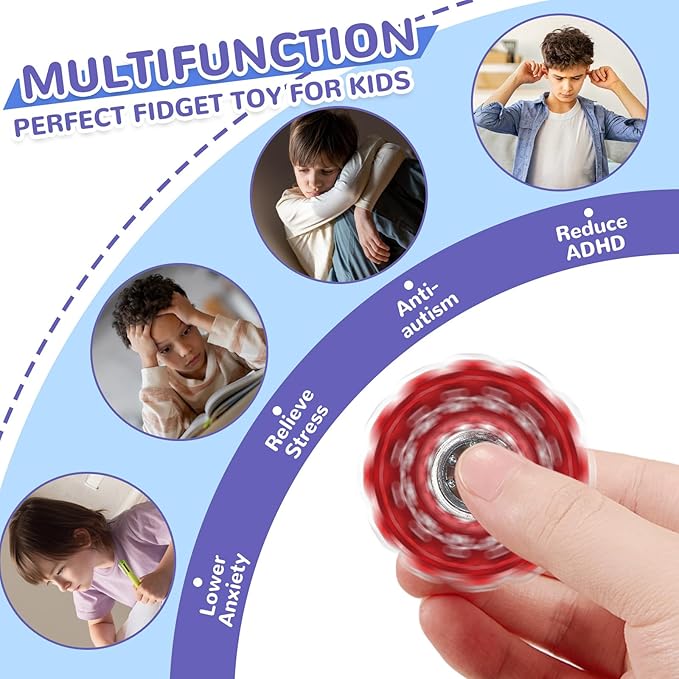 SCIONE 52 Pcs Fidget Spinner for Kids Bulk, Valentine's Day Gifts for Kids Classroom, Mini Sensory Fidget Toys for Goodie Bag Stuffers, ADHD Autism Stress Relief Toys, Party Favors Classroom Prizes
