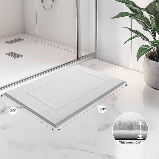 Bathroom Rugs 20" x 30", Non-Slip Extra Soft Absorbent Bath Rugs, Machine Washable Quick Dry Bath Mats for Bathroom Floor, Shower, Bathtub and Sink, White