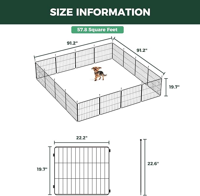 FXW MiniPaws Unleashed Dog Playpen for Yard & RV Camping, Expandable 20-inch 16 Panels for Puppies and Small Dogs, Portable for Indoor and Outdoor Use