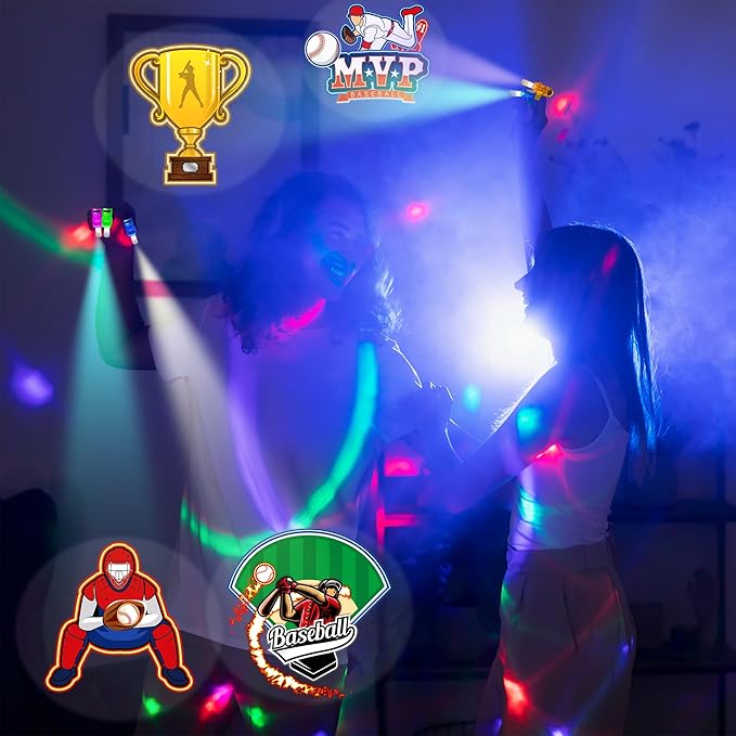 24PCS Baseball Party Favors-LED Finger Lights:Glow-in-the-Dark Light-Up Toys Bulk for Kids,Baseball Theme Birthday Party Decorations Supplies, Kids' Party Goodie Bags, Classroom Prizes, Fun Gifts