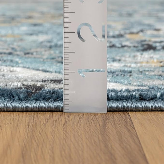 LUXE WEAVERS Moroccan Blue 4x5 Medallion Area Rug for Living Rooms