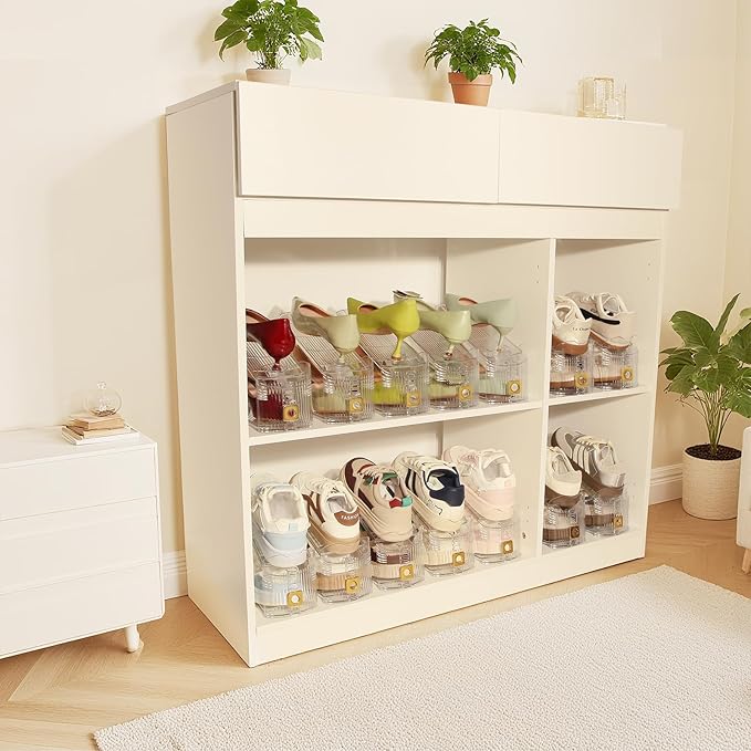 16 Pack Shoe Slots Organizer, Shoe Stackers Organizer for Closet Adjustable Shoe Holder Space Saver 50% Shoes Racks for Closet Organization