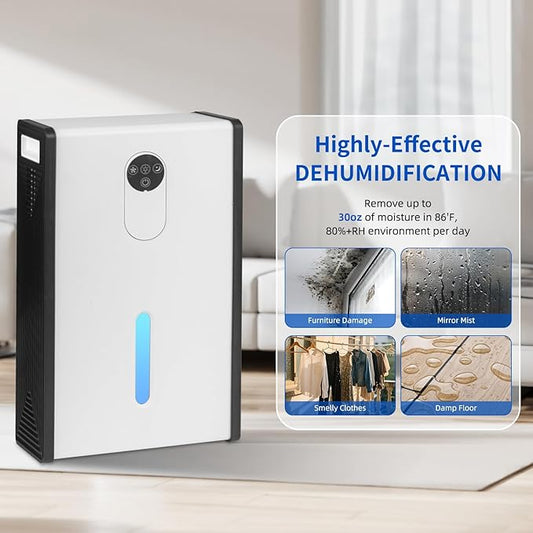 Dehumidifier for 1076 sq.ft,Quiet Portable Moisture Absorber with Auto Shut Off, Auto Defrost,72 OZ Water Tank,Drain Hose,7 Color LED Light,Sleep Mode for Basement Home Bedroom Bathroom RV