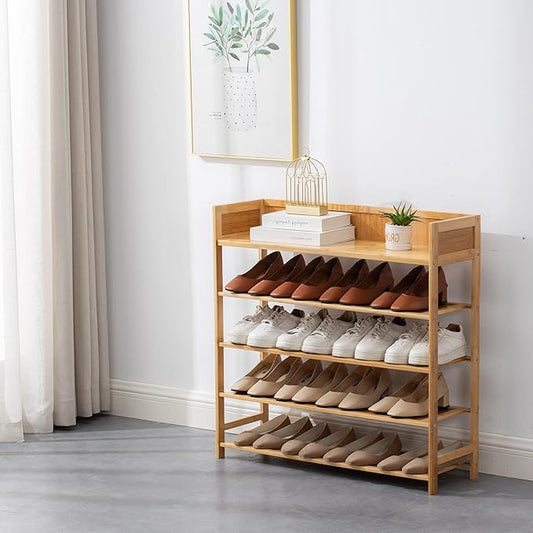 latifolia Bamboo Shoe Rack, 5-Tier Shoe Rack Organizer for Entryway Hallway Closet, Stackable(31.50''L)
