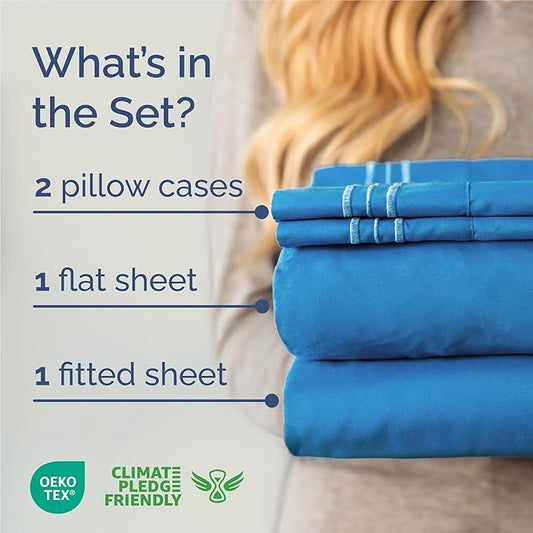 King Size 4 Piece Sheet Set - Comfy Breathable & Cooling Bed Sheets Set - Hotel Luxury Bedding for Women, Men, Kids, Teens, Boys & Girls - Deep Pockets, Soft and Wrinkle Free - Oeko-Tex - Royal Blue