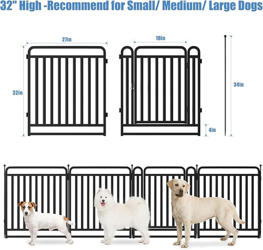 New Thickened Version Dog Playpen, 32 Inch Dog Fences for The Yard, Portable Outdoor Dog Playpen for Large/Medium/Small Dogs, Foldable Metal Dog playpen, with Doors (32 Panels)