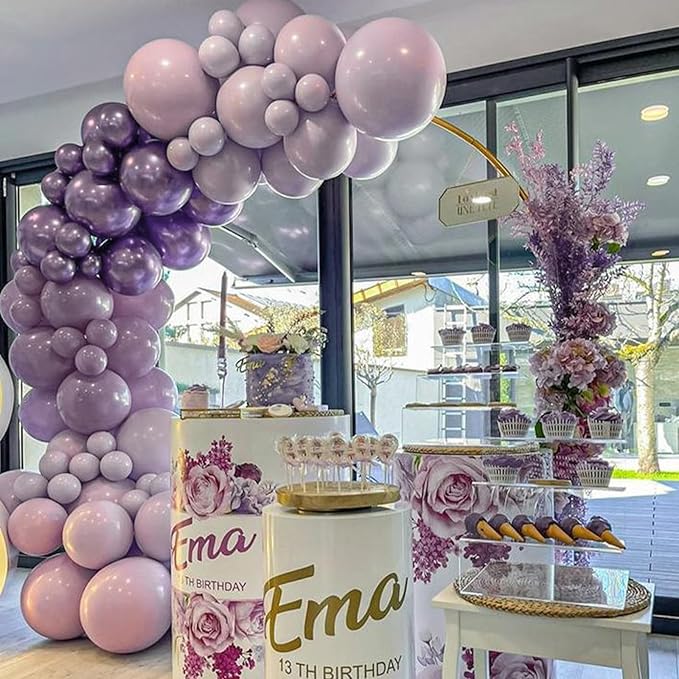 PartyWoo Dusty Purple Balloons 50 pcs 12 Inch Matte Lavender Lilac Latex Helium Balloons for Wedding Baby Shower Gender Reveal Graduation Birthday Party Decorations Purple-F29