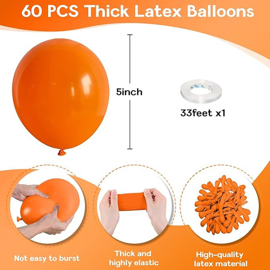 Orange Balloons Small Orange Party Latex Balloon 60pcs 5 Inch Matte Burnt Orange Mini Round Helium Balloons for Halloween Fall Anniversary Autumn Thanksgiving Birthday Wedding Party Decor
