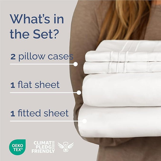 Full Size 4 Piece Sheet Set - Comfy Breathable & Cooling Bed Sheets Set - Hotel Luxury Bedding for Women, Men, Kids, Teens, Boys & Girls - Deep Pockets, Soft, Wrinkle Free - Oeko-Tex - Antique White