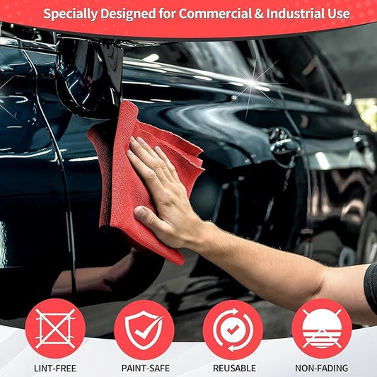 HOMERHYME Microfiber Cleaning Cloth, 200 Pack Red Cleaning Rags Microfiber Towel Bulk Absorbent Lint-Free Wash Cloths, All-Purpose Towels for Cars, Shop, Automotive, Garage, Home & Kitchen