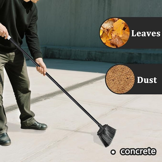 Outdoor Broom for Floor Cleaning - 52-inch Heavy Duty Outside Broom, Stiff Bristle Brooms for Sweeping Outdoor, Angle Brooms for Floors Applied to Yards, Garages, Patios, and Walkways, etc. Dark Gray