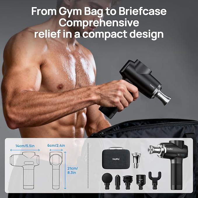 Professional Muscle Massage Gun Deep Tissuewith Metal Head Therapy, Portable Handheld MuscleMassager, Percussion Back Body Masajeador 12mm Amptitude for Athletes, Runner, Gifts for Men Women