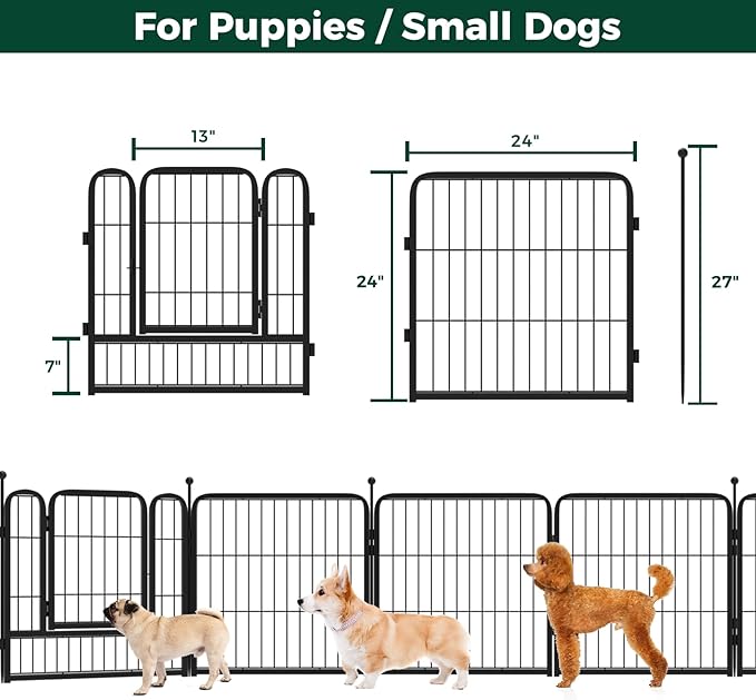 FXW Instant Unleashed Dog Playpen, Portable Pet Fence for Outdoor, RV Trips, and Camping, 24inch, 32 Panels for Puppy and Small Dogs│Patented