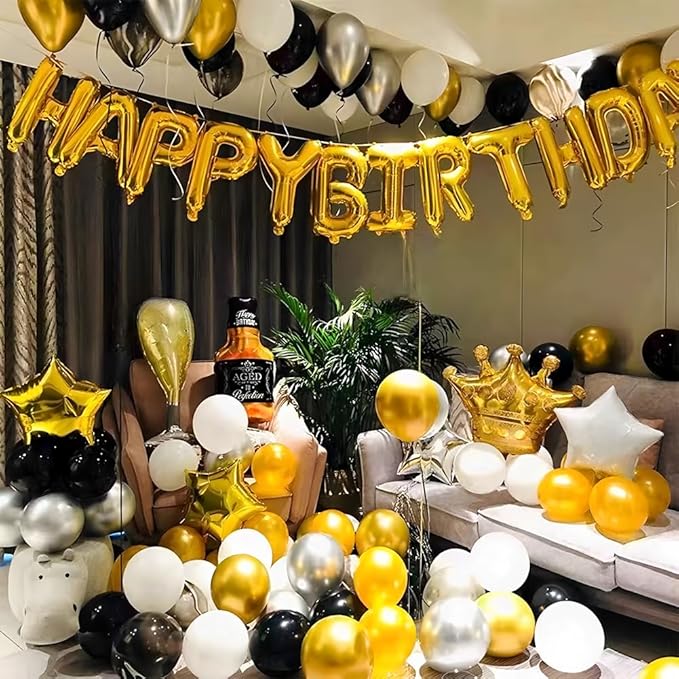 300 Pcs Gold Silver and Black White 5 Inch Balloons Metallic Chrome Shiny Assorted Colors Latex Small Balloon for Wedding Birthday Graduation Baby Shower Christmas Valentine’s Day Party Decorations