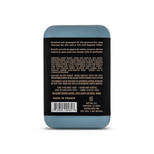 Mistral Cedarwood Marine Luxury Bar Soap for Men | Men’s Natural Soap Bar | Paraben, Phthalates Free | Moisturizing & Triple-Milled Natural Soap for Men - Made in France | Large, 8.8 oz