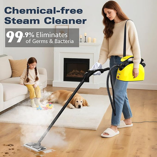Steam Cleaner for home, 248°F Powerful Multipurpose Steam Mop for Home Use, 38Oz Capacity, Heavy Duty Steamer for Carpets, Handheld Steamers, Floors, Cars, Tiles, Crack Cleaning(Yellow)