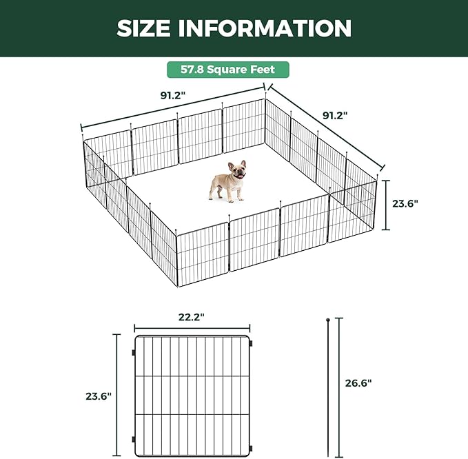 FXW MiniPaws Unleashed Dog Playpen for Yard & RV Camping, Expandable 24-inch 16 Panels for Puppies and Small Dogs, Portable for Indoor and Outdoor Use