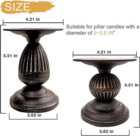 Gold Brass Vintage Candle Holders for Metal Candlestick Holders with Non-Slip Base - Stick Candle Holders for Fireplace, Party, Dining, Home, Wedding Decor(Set of 6Pcs)