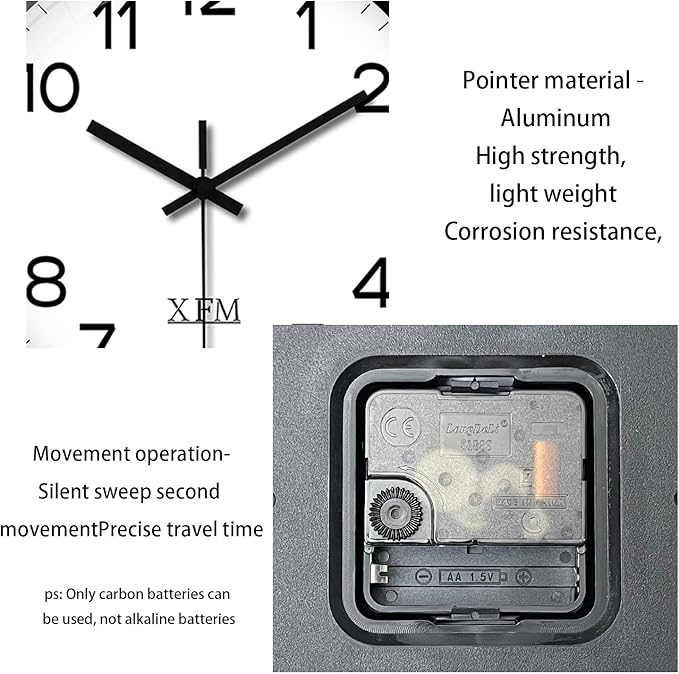 XFM Black Wall Clock 10 Inch Modern Small Wall Clocks Battery Operated Silent Non Ticking Classic Analog Clock for Kitchen Home Office Bedroom Decor