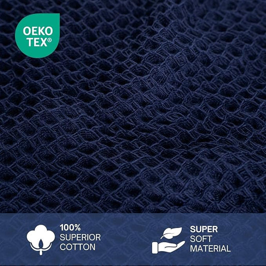 Cotton Waffle Weave Kitchen Towels - Pack of 8 (13x28 Inches) | Ultra Soft, Absorbent Dish Towels | Quick Dry Towel, Dish Cloths, Hand Towels & Dish Rags - Blue (Kitchen Essentials)