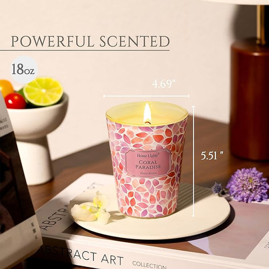 HomeLights Coral Paradise Scented Candles | 6.7oz Soy Candles Bohemian Natural Textures Large Candle Jars | Ideal Candle Gifts for Events, Home Decor Stress, Relief & Relaxation