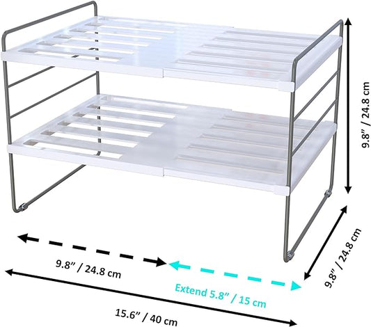 YAN & HIN 2 Packs 3-Tier Pantry Cabinet Organizers and Storage, Adjustable Height and Expandable Kitchen Plastic Wrap Organizer, Sturdy Aluminum Foil Countertop and Storage for Multi-Purpose Use