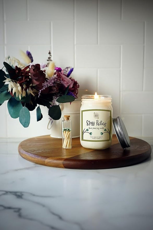 Aira Soy Candle – Stress Relief Eucalyptus & Spearmint – 12 oz Mason Jar – Hand-Poured USA – Long-Lasting Vegan Soy Wax Candle – Clean Aromatherapy – Paraffin-Free, Kosher, Cruelty-Free