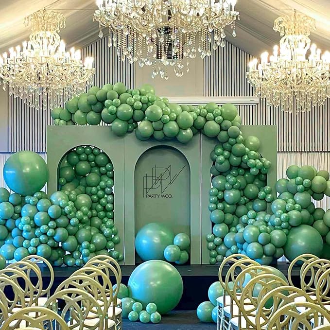 PartyWoo Sage Green Balloons 50 pcs 12 Inch Matte Dusty Olive Boho Green Eucalyptus Latex Helium Balloons for Wedding Baby Shower Gender Reveal Birthday Graduation Safari Party Decorations Green-F03