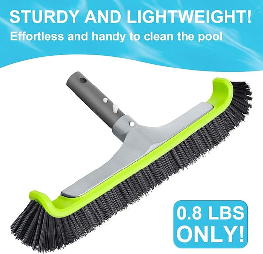 Sepetrel Upgraded Pool Brush Head for Cleaning Pool Walls,Heavy Duty Inground/Above Ground Aluminum Swimming Pool Scrub Brushes with Curved Ends & Premium Strong Bristle