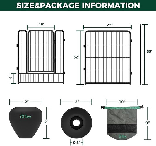 FXW Instant Unleashed Dog Playpen, Portable Pet Fence for Outdoor, RV Trips, and Camping, 32 inch, 16 Panels for Small and Medium Dogs with RV Protector Ball (Pack of 6│Patented