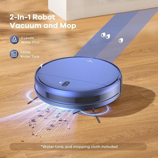 ZCWA Robot Vacuum and Mop Combo,2.4GHz WiFi Link Vacuum Robot,4 Cleaning Mode Robotic Vacuums Cleaner,APP/Remote Aspiradora Robot,Self-Charging Robot Vacuum for Pet Hair,Stains,Carpets,Corner