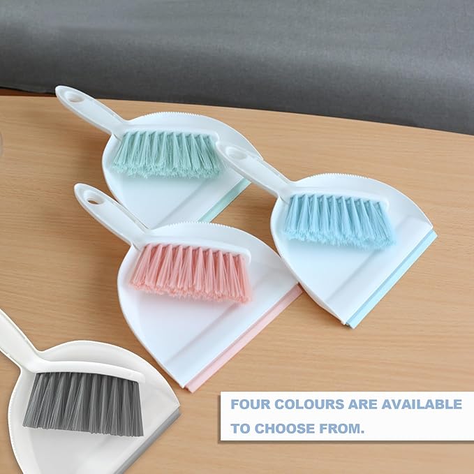 Mini Broom and Dustpan Set Small Dust pan & Brush Set Portable Cleaning Tools for Home Office RV Camping Learning (Green)