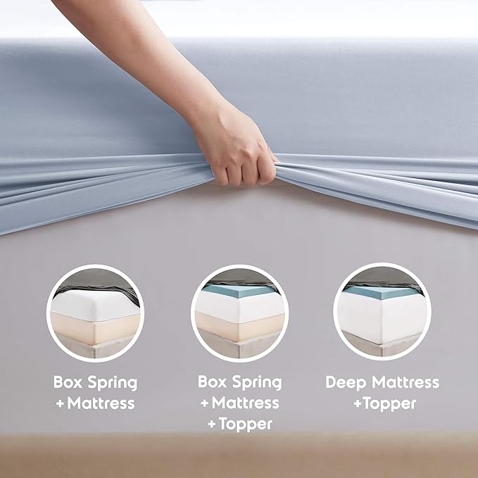 Nestl Full Sheet Set - Luxury 1800 Ultra-Soft Microfiber Full Bed Sheets - Double Brushed - Deep Pockets - Easy Fit - 4 Piece Set - Bedding Sheets & Pillowcases (Full, Ice Blue)