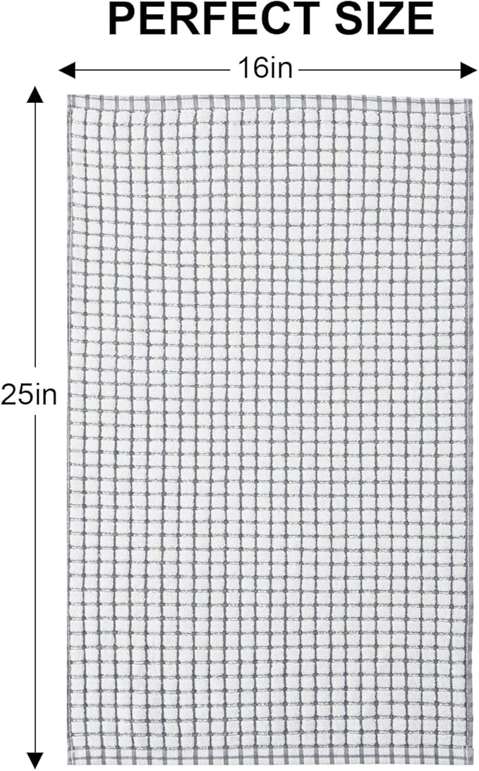 Kitinjoy Cotton 6 Pack Terry Kitchen Towels, 16 x 25 Inches Super Soft and Absorbent Dish Towels, Quick Drying Hand Towels for Kitchen Drying, Grey