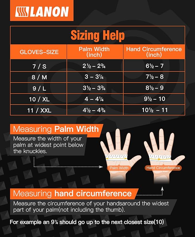 LANON 8mil Orange Disposable Nitrile Gloves, Mechanic, Heavy Duty, Food Safe, Latex Free, Powder Free, Fully-Diamond Textured, XL