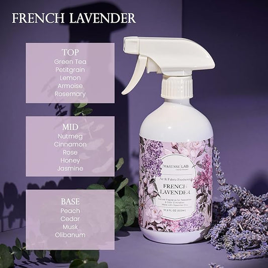 M&SENSE Air & Fabric & Pet Odor Eliminator Spray - 16.9oz Large Size Natural Safe Air Freshener Lavender Scented Deodorizer for Home Eliminates Smoke Musty Smells Calming Scent for Bedtime Relaxation