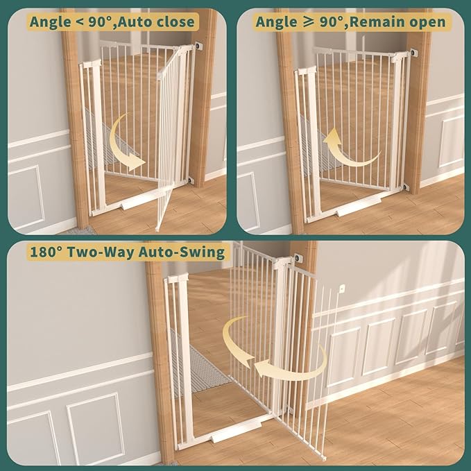 40.55" Tall 1.37" Ultra Narrow Spacing Dogs Pets Baby Gate for Doorway Hallway Safety Proof Indoor 45.86-53.74" Extra Wide Puppy Pressure Mounted No Drill Walk Through White Metal