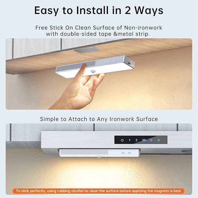 LED Closet Light, 6 Pcs 30LEDs Dimmer Rechargeable Motion Sensor Under Cabinet Lighting, Stick-Anywhere Night Safe Light Bar for Wardrobe,Kitchen