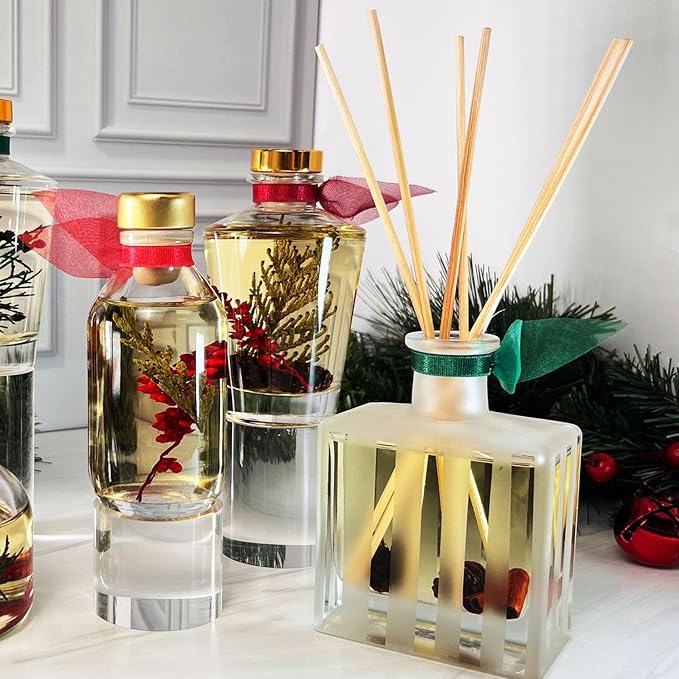 LOVSPA Reed Diffuser Set, Mahogany Teakwood Scented Oil Diffuser with Sticks, Home Fragrance Accessories for Bathroom Shelf Decor, Aroma Diffusers for Home or Office Fall Decor, USA Made