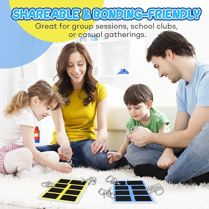 Metal Brain Teaser Puzzles Ring Educational Toys, Steel IQ Games Physics Mind Metal Puzzles for Adults, Unlock Interlock Game, Brain Teaser Puzzle for Party Favor Kids (C)