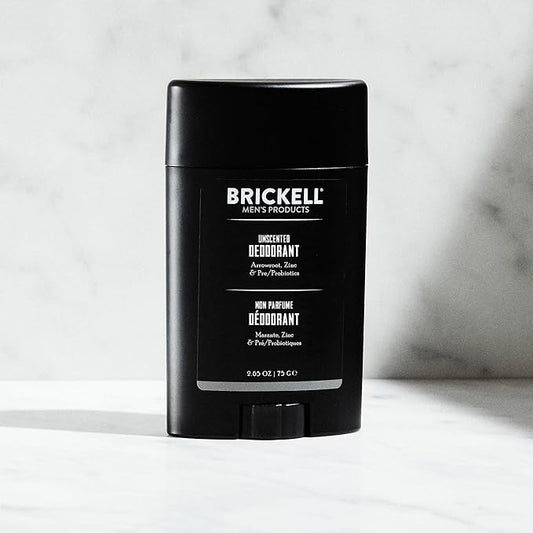 Brickell Men's Products Natural Deodorant For Men, Natural and Organic, Aluminum, Alcohol, and Baking Soda Free, 2.65 Ounce, Unscented