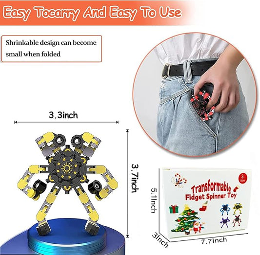 18pcs Random Fidget Spinners,DIY Deformable Robot Fingertip Toys,Decompression Spinner,Deformable Creative Mechanical Gyro Toys,Stress Relief Mechanical Chain Toy for Kids Adults,Party Supplies
